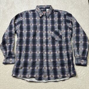 Vintage 90s American Edition Aztec Plaid Flannel Shirt USA Made Tagged XL